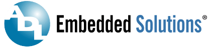 ADL embedded solutions logo horizontal black, white and blue